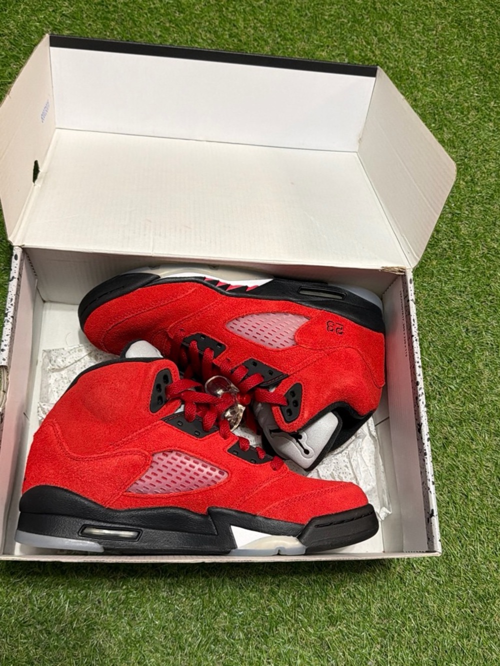 BRAND NEW Jordan Kids Red and Black Suede High-Top Sneakers